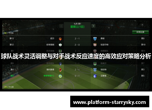 球队战术灵活调整与对手战术反应速度的高效应对策略分析