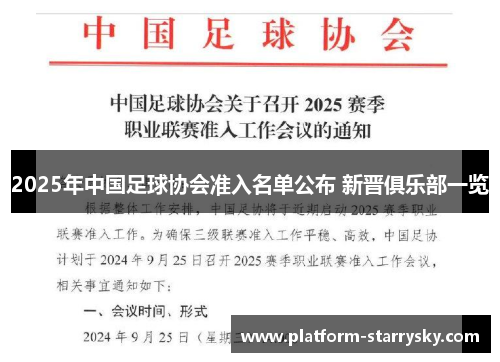 2025年中国足球协会准入名单公布 新晋俱乐部一览