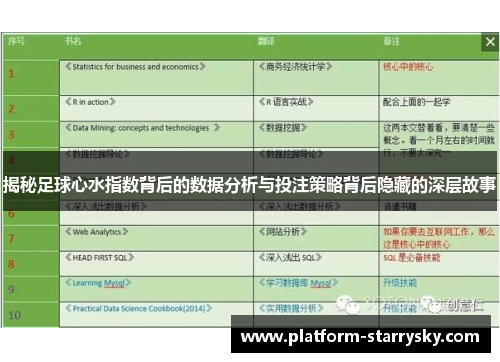 揭秘足球心水指数背后的数据分析与投注策略背后隐藏的深层故事